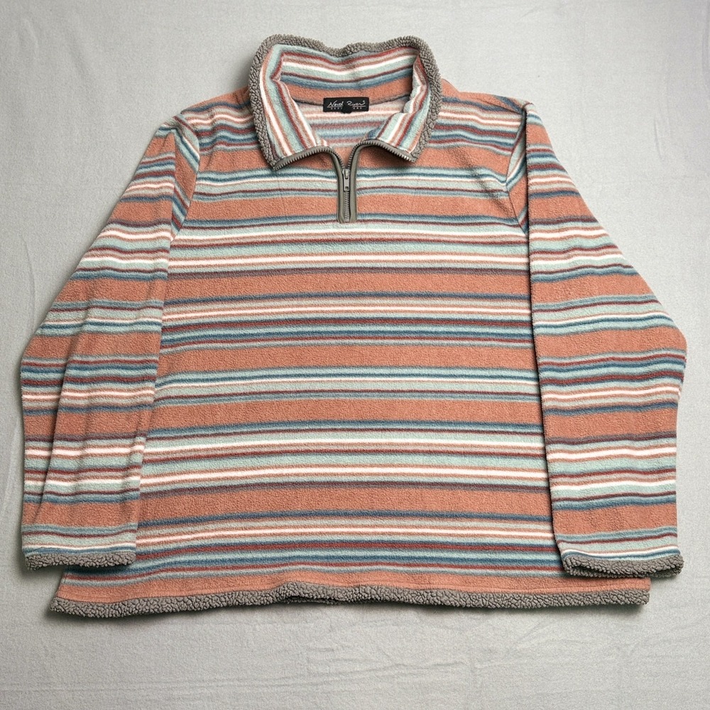 Women's Fleece 1/4 Zip Pullover Shirt‎ Earth Tone Stripes 2XL by North River EUC